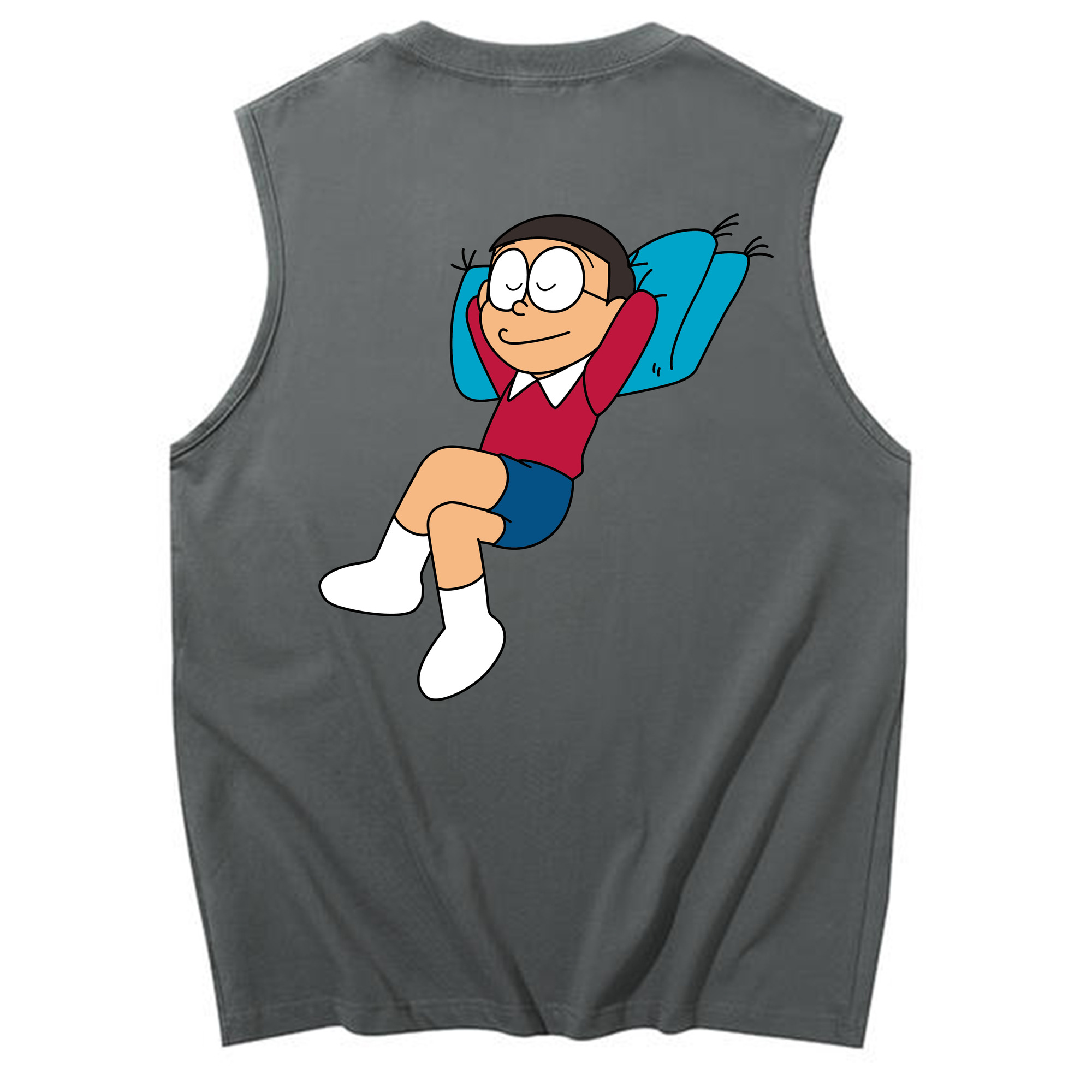 （画像用） ドラえもん 野比 のび太 Doraemon Nobita Nobi コットン100％タンクトップ（背面プリント）